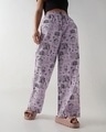 Shop Women's Purple All Over Printed Wide Leg Pyjamas-Front