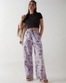 Shop Women's Purple All Over Printed Wide Leg Pyjamas-Full