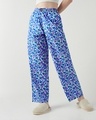 Shop Women's Purple & Blue Mickey All Over Printed Wide Leg Pyjamas-Front