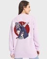 Shop Women's Purple Angel Face Devil Thoughts Graphic Printed Oversized Sweatshirt-Design