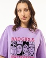 Shop Women's Purple Bad Girls have more Fun Graphic Printed Oversized T-shirt
