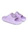 Shop Women's Purple Be Happy Printed Sliders-Design
