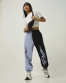 Shop Women's Purple & Black Color Block Joggers-Full