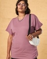 Shop Women's Purple Boyfriend Fit Plus Size T-shirt-Front