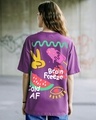 Shop Women's Purple Brain Freeze Graphic Printed Oversized T-shirt-Front