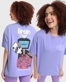 Shop Women's Purple Brain Wash Graphic Printed Oversized T-shirt-Front
