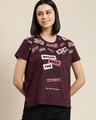 Shop Women's Purple Bring Back The 90's Oversized Cotton T-shirt-Front