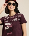 Shop Women's Purple Bring Back The 90's Oversized Cotton T-shirt-Full