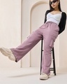 Shop Women's Purple Cargo Trackpants-Front