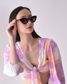 Shop Women's Purple Cateye Polarised Lens Sunglasses-Front