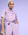 Shop Women's Purple Cotton Jumpsuit-Full