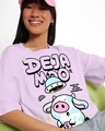 Shop Women's Purple Deja Moo Graphic Printed Oversized T-shirt