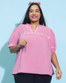 Shop Women's Purple Embroidered Plus Size Top-Front