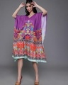 Shop Women's Purple Ethnic Motif Printed Kaftan Kurta-Front