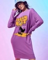 Shop Women's Purple Feeling Hot Graphic Printed Oversized Dress-Front