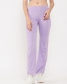 Shop Women's Purple Flared Activewear Casual Pants-Front