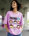 Shop Women's Purple Friends Life Graphic Printed Oversized T-shirt-Front