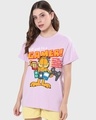 Shop Women's Purple Gamer Garfield Graphic Printed Boyfriend T-shirt-Front