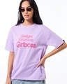 Shop Women's Purple Girl Boss Graphic Printed Oversized T-shirt-Front