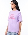 Shop Women's Purple Girl Boss Graphic Printed Oversized T-shirt-Full