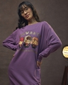 Shop Women's Purple Golden Trio Graphic Printed Oversized Sweatshirt Dress-Full