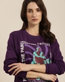 Shop Women's Purple Graphic Oversized T-Shirt-Front