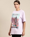 Shop Women's Purple Graphic Print Oversized T-Shirt-Full