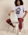 Shop Women's Purple Graphic Print Oversized T-shirt-Full