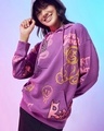 Shop Women's Purple Graphic Printed Oversized Hoodies-Front