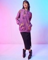 Shop Women's Purple Graphic Printed Oversized Hoodies