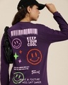Shop Women's Purple Graphic Printed Oversized T-shirt-Front