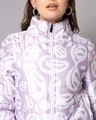 Shop Women's Purple Graphic Printed Puffer Jacket