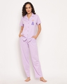 Shop Women's Purple Graphic Printed Shirt & Pyjama Set-Front