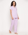 Shop Women's Purple Graphic Printed Shirt & Pyjama Set-Full