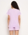 Shop Women's Purple Graphic Printed T-shirt & Shorts Set-Full