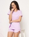 Shop Women's Purple Graphic Printed T-shirt & Shorts Set