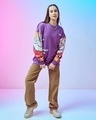 Shop Women's Purple Grumpy Outfit Graphic Printed Oversized Sweatshirt