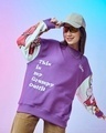 Shop Women's Purple Grumpy Outfit Graphic Printed Oversized Sweatshirt-Front