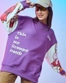 Shop Women's Purple Grumpy Outfit Graphic Printed Oversized Sweatshirt-Front