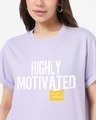 Shop Women's Purple Highly Motivated Typography Boyfriend T-shirt