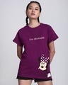 Shop Women's Purple I am Dramatic Graphic Printed Boyfriend T-shirt-Front