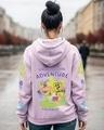 Shop Women's Purple Into the Adventure Sweat Graphic Printed Oversized Hoodies-Front