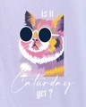 Shop Women's Purple Is It Caturday Graphic Printed Oversized Hoodies