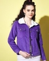 Shop Women's Purple Corduroy Jacket-Front