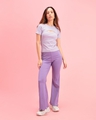 Shop Women's Purple Keyhole Neck Slim Fit Ribbed Top-Full