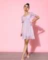 Shop Women's Purple Lace Sheer Dress-Front