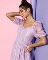 Shop Women's Purple Lace Sheer Dress-Full