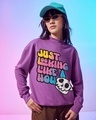 Shop Women's Purple Looking Like a Wow Graphic Printed Oversized Sweatshirt-Front