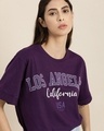 Shop Women's Purple Los Angeles Typography Oversized T-shirt-Front