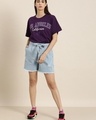 Shop Women's Purple Los Angeles Typography Oversized T-shirt-Full
